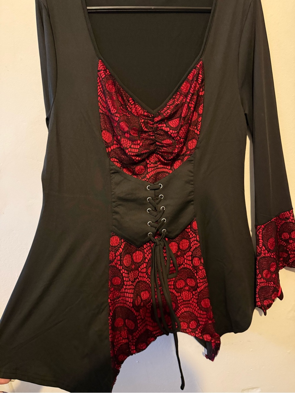 Black & Red Lace Gothic Corset Tunic top - Picture 6 of 11